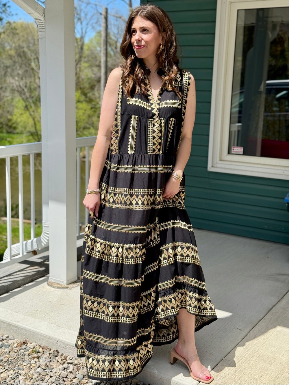 AETHER CONCEPT GOLDEN SANTORINI MAXI DRESS Size Medium - Picture 7 of 15